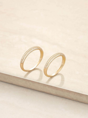 Simple Sparkle Band 18k Gold Plated Ring Set