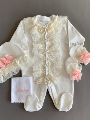 Lace Embroidered Baby Set