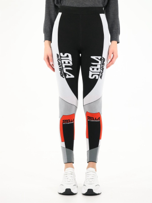 Stella Mccartney Sporty Colour Block Logo Print Leggings