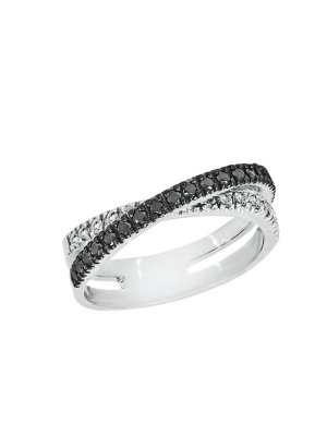 Effy 14k White Gold Black And White Diamond Ring, .50 Tcw