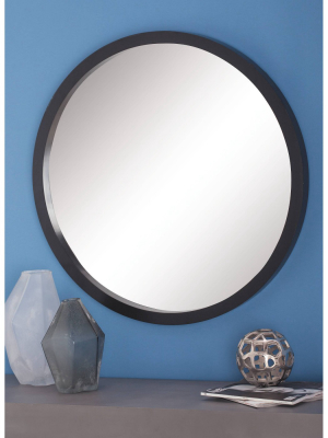 32" Contemporary Wooden Framed Round Wall Mirror - Olivia & May