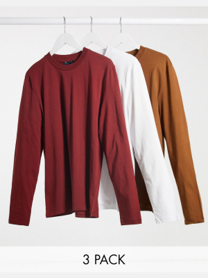 Asos Design 3 Pack Long Sleeve T-shirt