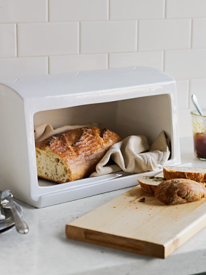 Williams Sonoma Ceramic & Wood Bread Box