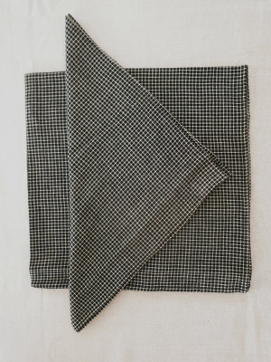 Napkins In Black Gingham Cotton - Set Of Four