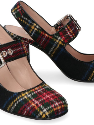 Miu Miu Checked Square Toe Pumps