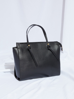 Black Pu Double Knot Tote Bag