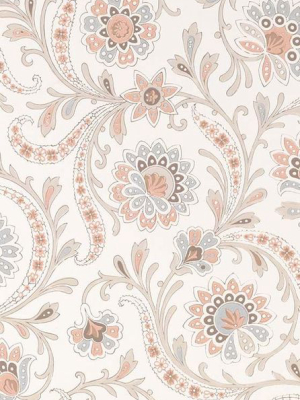 Sample Baville Wallpaper In Beige From The Les Indiennes Collection By Nina Campbell