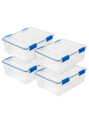 Iris 26.5qt 4pk Weather Tight Storage Box Clear