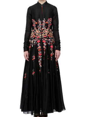 Front-opening Embroidered Gown