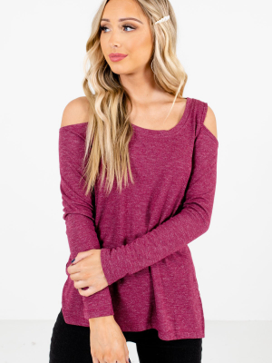 Fine By Me Berry Purple Cold Shoulder Top