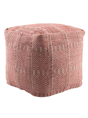 Jaipur Roanoke Indoor/outdoor Pouf - Tribal Red/light Gray