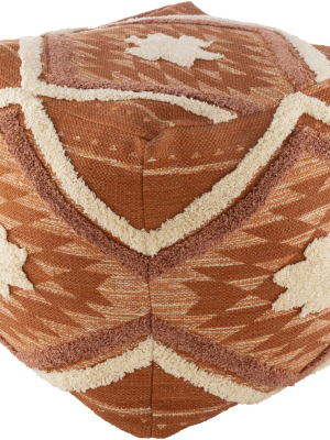 Lachlan Woven Pouf In Burnt Orange