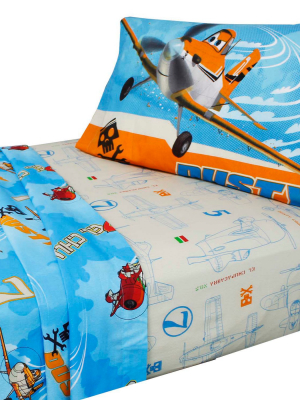 Planes Twin Bed Sheet Set 3pc Dusty Crophopper Bedding Accessories - Disney..