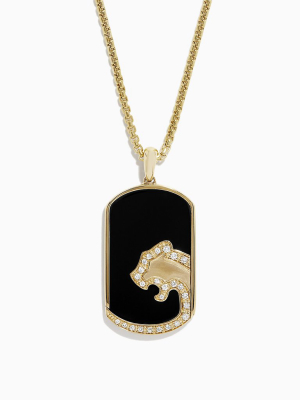 Effy Men's 14k Gold Onyx And Diamond Panther Silhouette Pendant, 1.12 Tcw