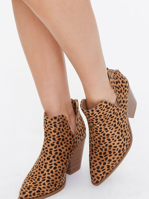 Cheetah Print Block Heel Booties
