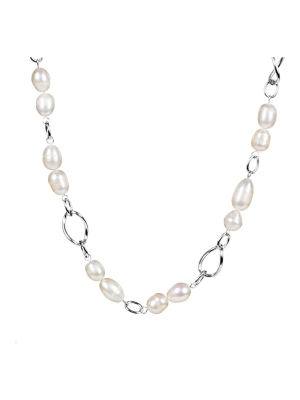 Women's Elya Stainless Steel Necklace With Peach Freshwater Pearls