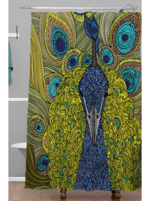 Mr Pavo Real Shower Curtain Yellow/blue - Deny Designs