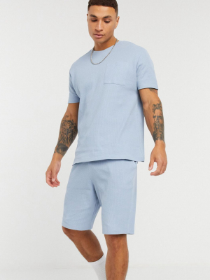 Asos Design Lounge T-shirt And Shorts Pajama Set In Waffle