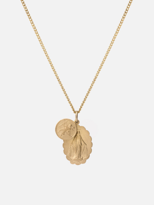Mini Saints Necklace, 14k Matte Gold