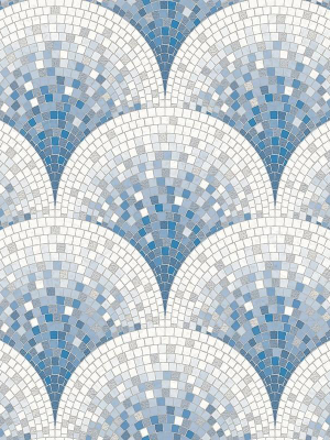 Bella Textured Tile Effect Wallpaper In Pearl Blue And Ivory By Bd Wall