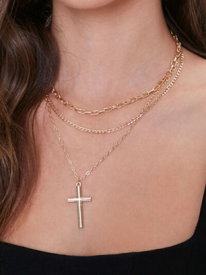 Cross Pendant Layered Necklace