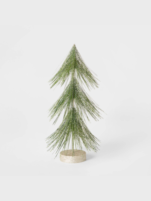 12in Unlit Tinsel Christmas Tree Decorative Figurine Green With Gold - Wondershop™