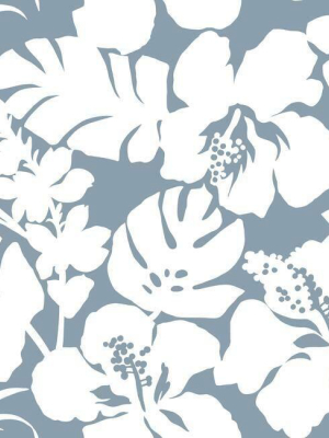 Hibiscus Arboretum Wallpaper In Blue From The Water's Edge Collection By York Wallcoverings