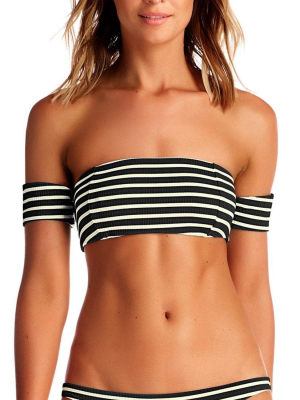 Vitamin A Havana Crop Top In Black Marin Stripe 85t Mar