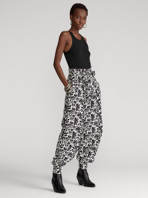 Floral-print Silk-blend Pant