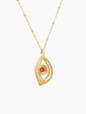 Grand Gold Evil Eye With Red Jasper Necklace