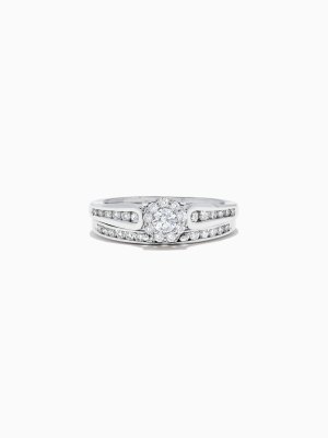 Effy Bridal 14k White Gold Diamond Cluster Ring And Band Set, 0.72 Tcw