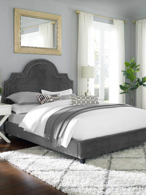 Patrick Velvet Platform Bed Gray