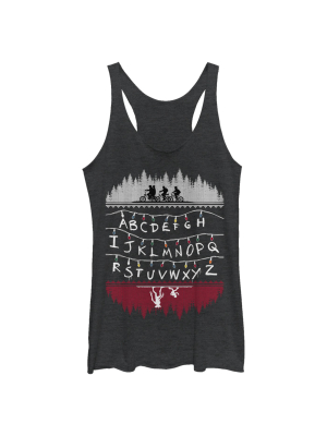 Women's Stranger Things Alphabet Lights Racerback Tank Top