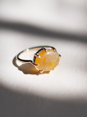 Yellow Sapphire Cabochon Ring Horizontal