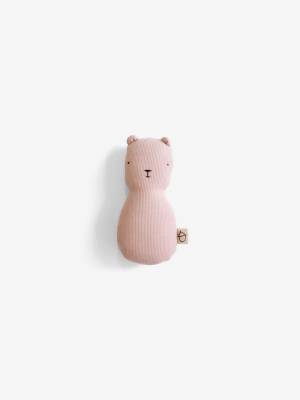 Handmade Upcycled Bear Rattle - Pink Corduroy