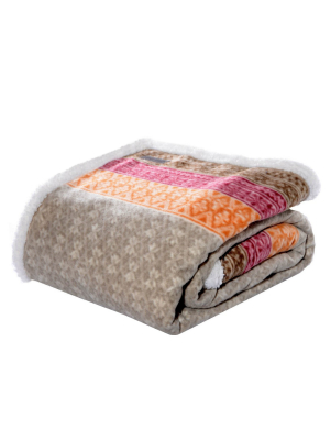 Khaki Fair Isle Sherpa Throw (50 X 70") - Eddie Bauer