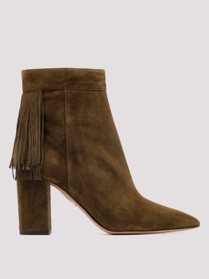 Aquazzura Fringe Detail Ankle Boots