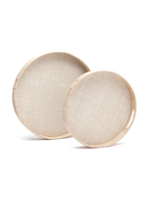 Faye Round Tray Set Of Two Natural Buntal