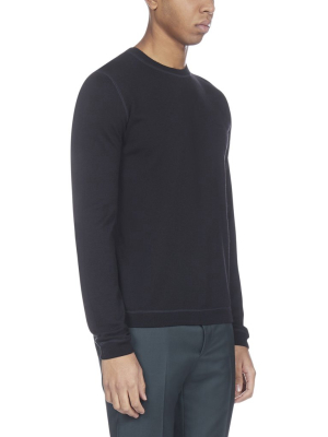 Prada Logo Embroidered Crewneck Jumper