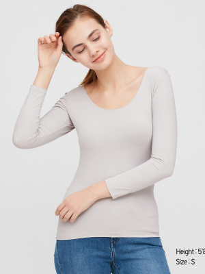 Women Airism Uv Protection Scoop Neck Long-sleeve T-shirt