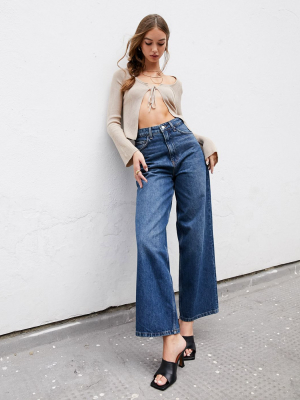 Asos Design Recycled High Rise 'relaxed' Dad Jeans In Authentic Darkwash