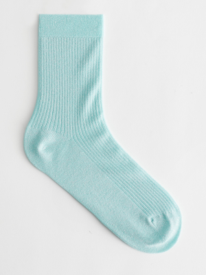 Glitter Rib Knit Ankle Socks