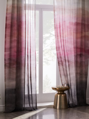 Sheer Cotton Painted Ombre Curtains (set Of 2) - Dusty Blush