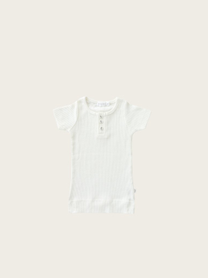 Organic Essential Tee Henley - Milk