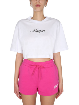 Msgm Cut-out Cropped T-shirt