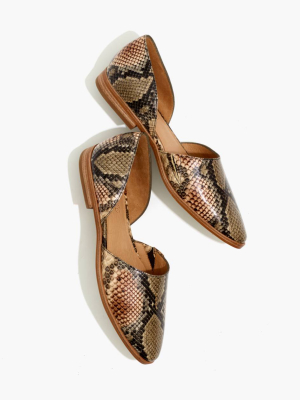 The Marisa D'orsay Flat In Snake Embossed Leather