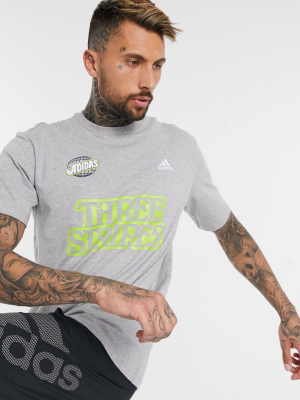 Adidas T-shirt In Gray With Neon Logo