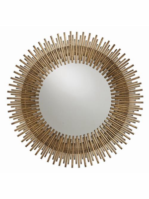 Arteriors Prescott Antiqued Gold Leaf Round Iron Mirror