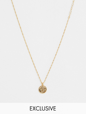 Reclaimed Vintage Inspired Premium 14k Capricorn Horoscope Necklace In Gold