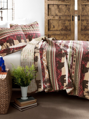 3pc Lodge Quilt Set Red/brown - Lush Décor